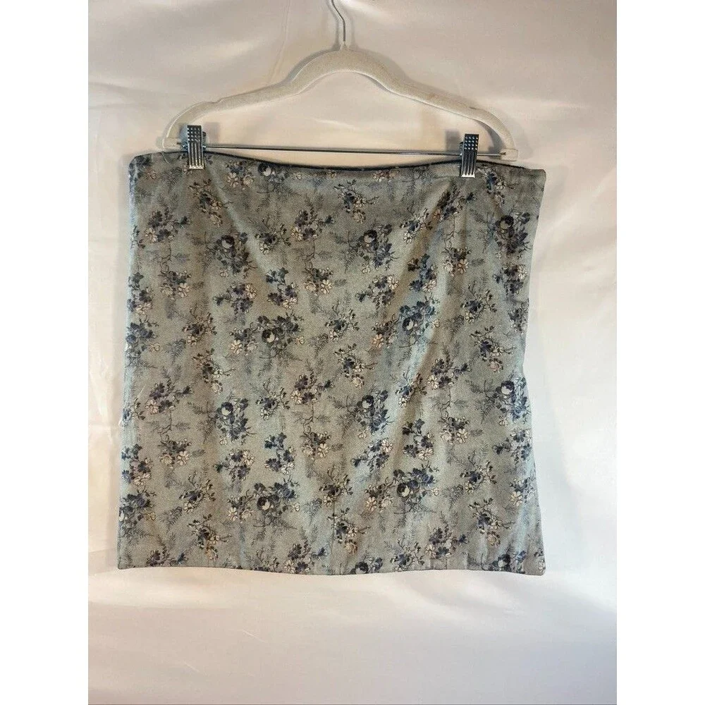 POTTERY BARN PILOW COVER COTTON LINEN BLUE FLORAL 19